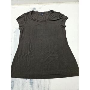 Banana Republic Brown Ruffled Collar Short Sleeve Top Size Large